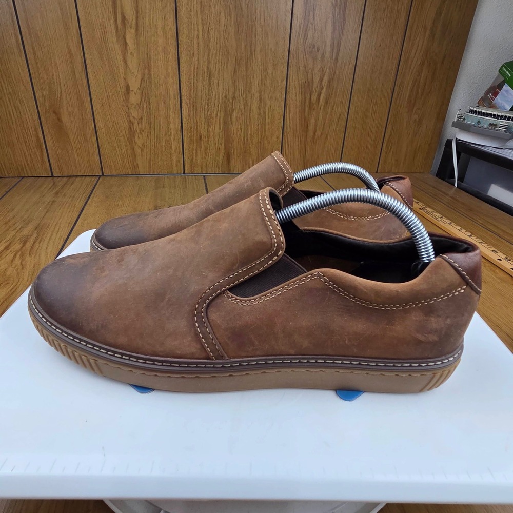 Johnston & Murphy Mens Brown Oiled Leather Slip On Loafers 25-2820 Size 10.5 M